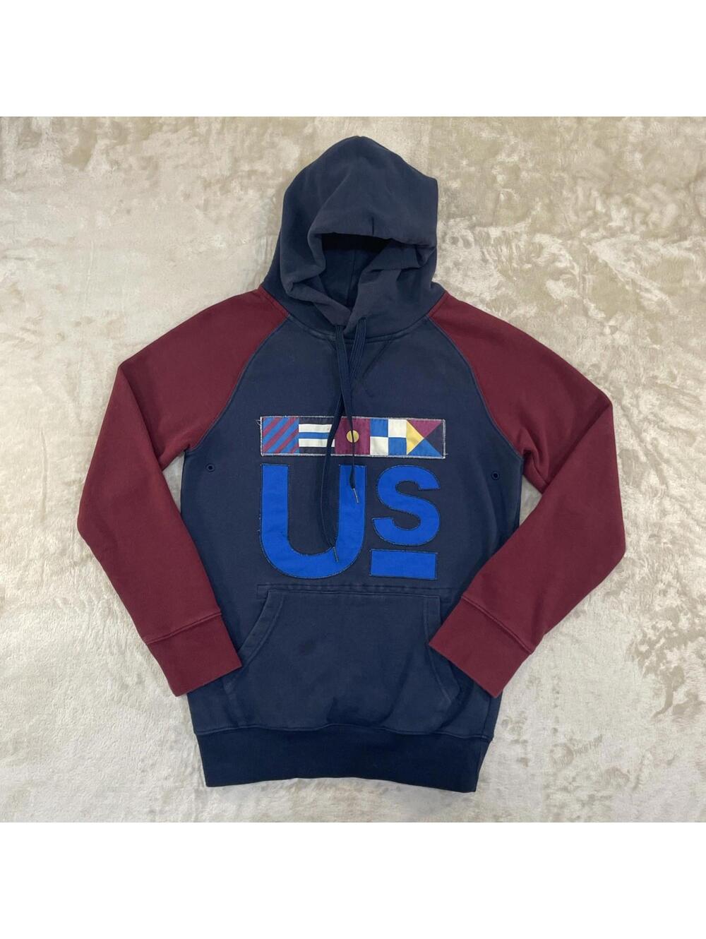 KITH Academy Long Sleeve Pullover Hoodie Burgundy/Blue Men’s Size XS